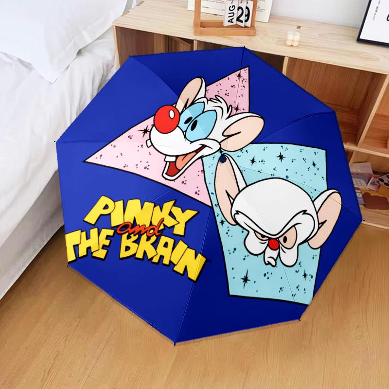 Pinky Brain's Adventure Umbrella Folding umbrella, automatic umbrella 8-Frame for Travel, camping Use Gift for Halloween Christmas