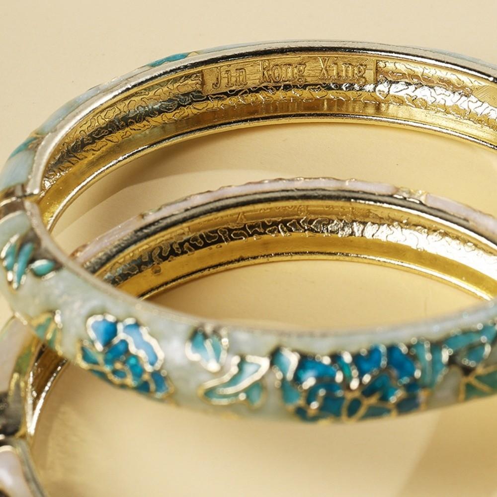 Enamel Floral Vintage Cloisonne Bangle Colorful Women's Hand Bracelet Jewelry Gifts
