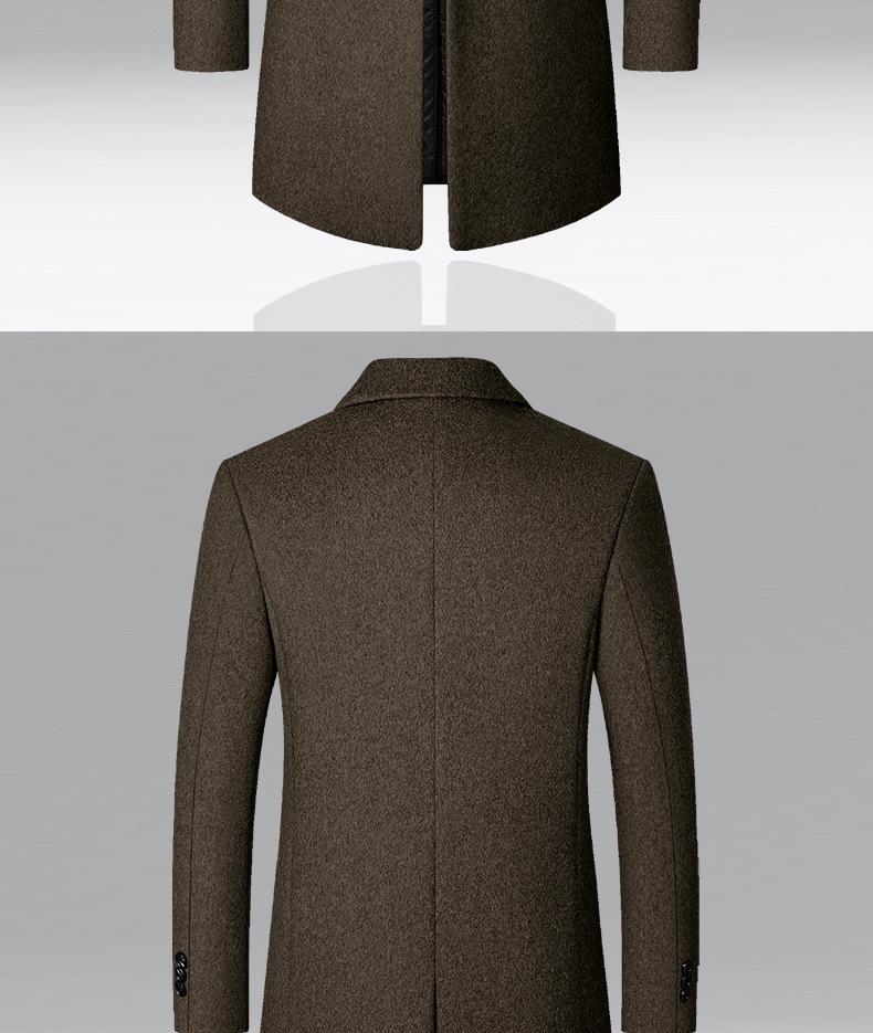 Men's Mid-Length Wool Coat - Autumn/Winter Casual Overcoat, 2025 Windbreaker for Middle-Aged Men