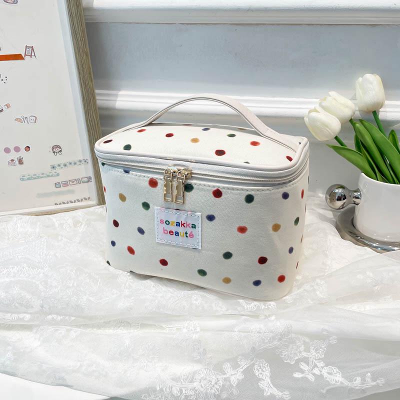 2025 Красочная косметичка в горошек - Простая, Модная, Большая вместимость для косметики