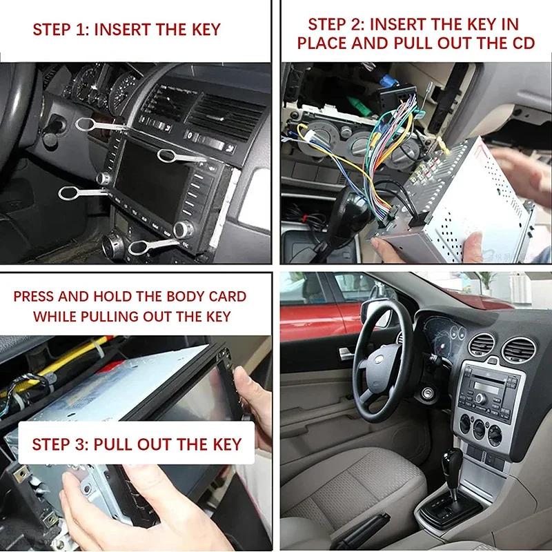 4PCS Car Audio Disassembly and Modification Key Tool Stereo Key Car Interior CD Host Key Maintenance Tool Car Hand Tools