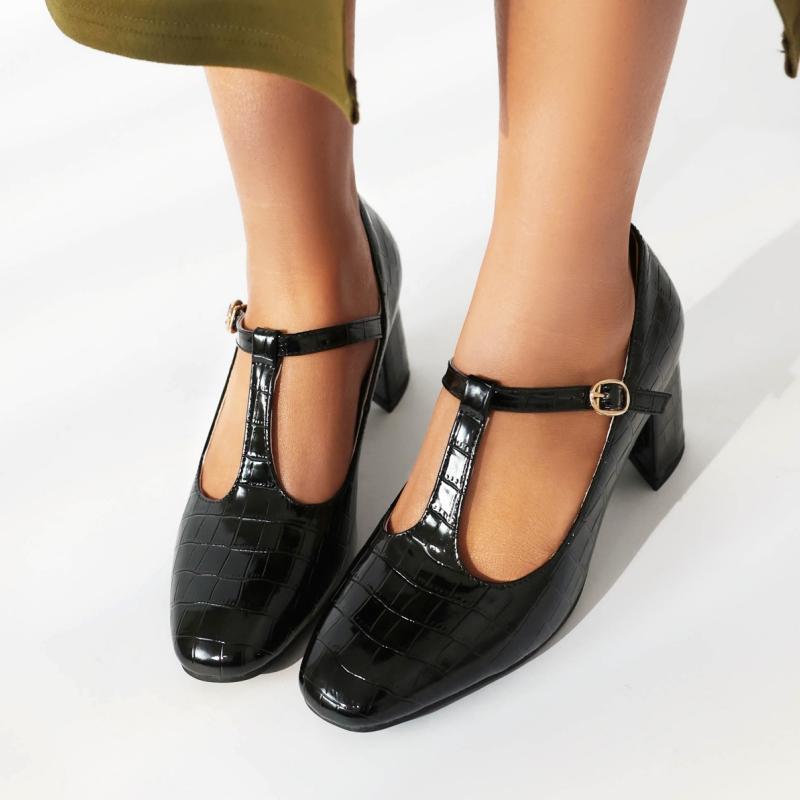 Classic High Heels Mary Janes Shoes Luxury Gold Silver Women's Heeled 2024 New T-strap Spring Pumps Wedding Party Dance Shoes