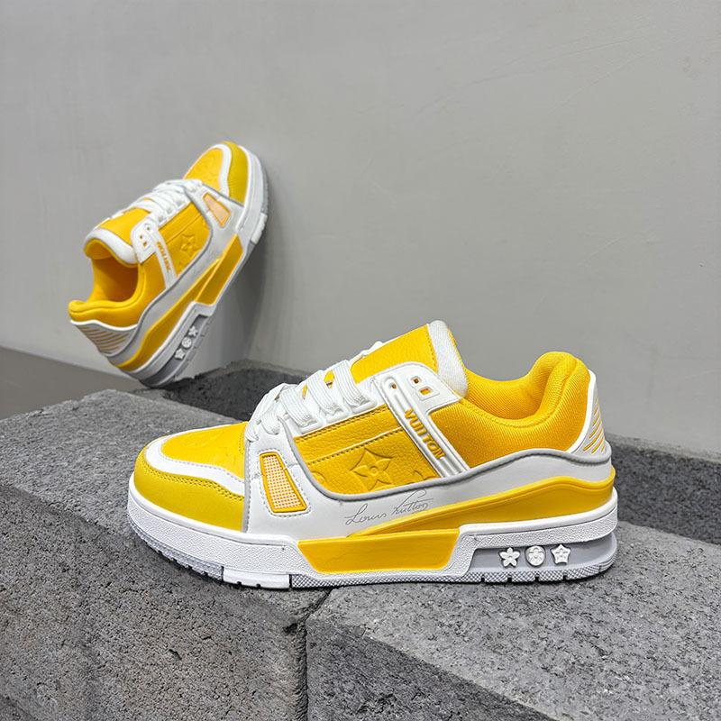 

New men s shoes spring trend versatile comfortable sports casual shoes fashion breathable board shoes men 44 standard sneaker size жовтий