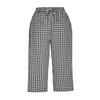 Women's Fashion Tartan Print Elastic Waistband Pocket Loose Casual Seven-Eighths   7/10  PantS