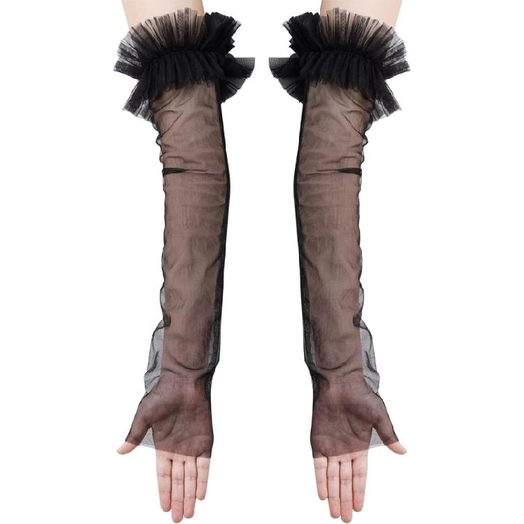 Seethrough Sheer Arm Sleeves Wedding Gloves For Bride Formal Occasion Fingerless Thin Arm Covers for Evening Party Wear