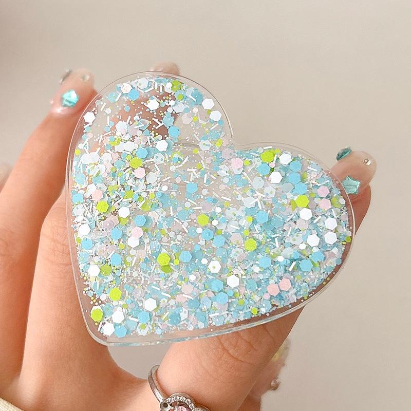 

Creative Color Love Sequins Mobile Phone Airbag Bracket Wind Flash Powder Watching Drama Desktop Bracket Retractable Niche