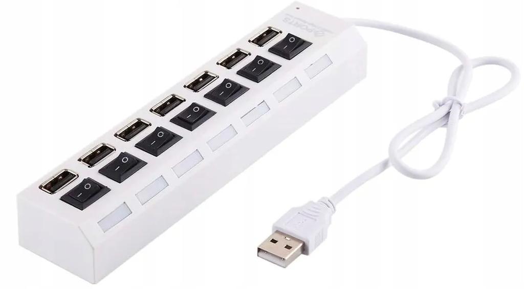 Fast Usb2.0 Hub Splitter 7 Ports Leds Adapter White Switches