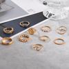 10-Piece Female Ring Set with Zirconium Butterfly Love Artificial Pearl Joint Stacked Ring Set