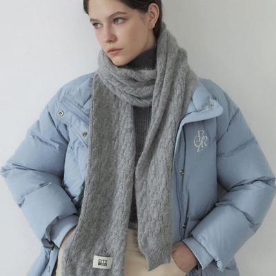 CITYBREEZE Angora Zopfmuster Schal_GRAU