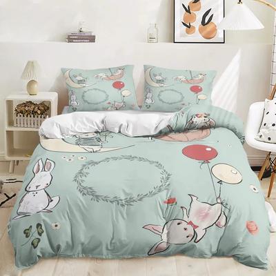 Cartoon Hase Bettbezug Osterhase Bettwäsche-Set Niedlich für Kinder Jugendliche Mädchen Schlafzimmer Dekoration Bettbezug Ostergeschenk Freunde