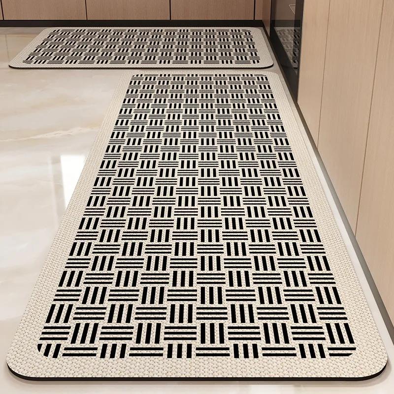 

Кухонный ковер Нескользящий Водонепроницаемый Маслостойкий ПВХ Кожа Напольный коврик Минималистичный Серо-белый Буквенный Длинный размер Коврики для украшения дома 1pc 50x80cm