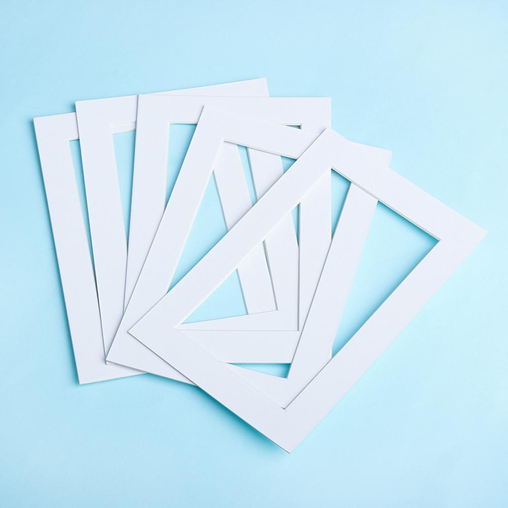 5PCS For 6/7/8/10in Picture Frames Passe Partout White Photo Mats Simple and Pure Rectangle Paper Mounts Unique Textured Surface