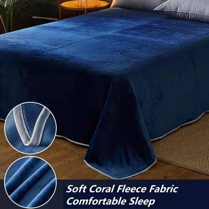 Good Quality Winter Soft Crystal Velvet Flat Sheet Coral Fleece Solid Color Queen King Size Bed Sheet Without Pillowcase