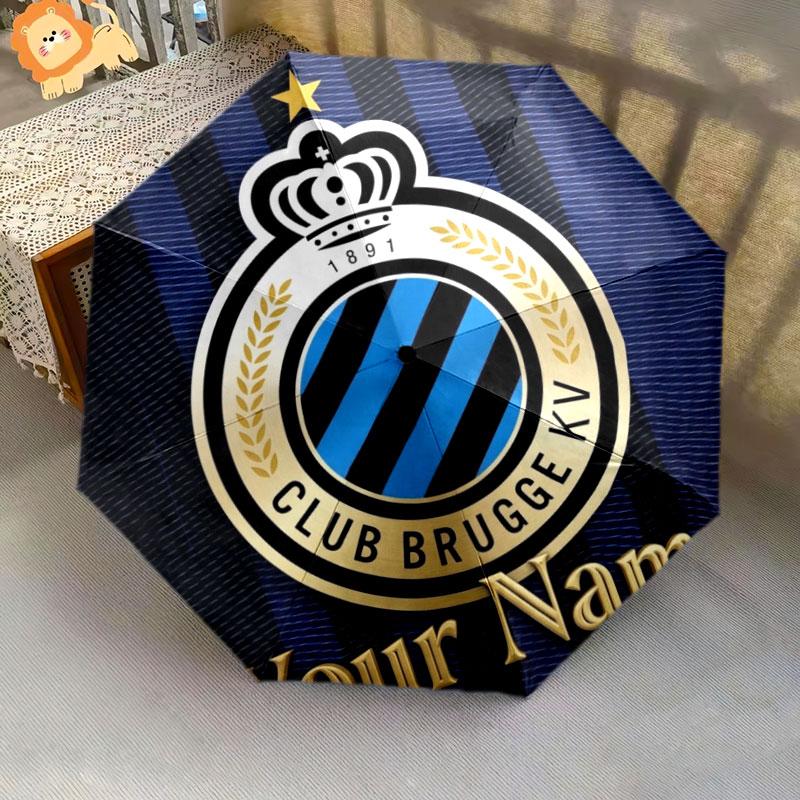 1 PC Automatic Folding Umbrella - Club Brugge KV Custom Name Pattern, Portable & Foldable Design with 8 Ribs, Christmas Birthday Gifts