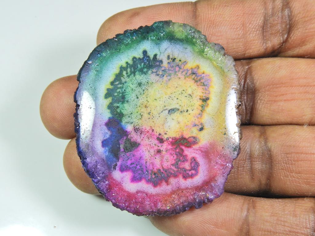 78Cts. Dyed Solar Druzy Agate Multi Colour Fancy Cabochon Loose Gemstone ET-35