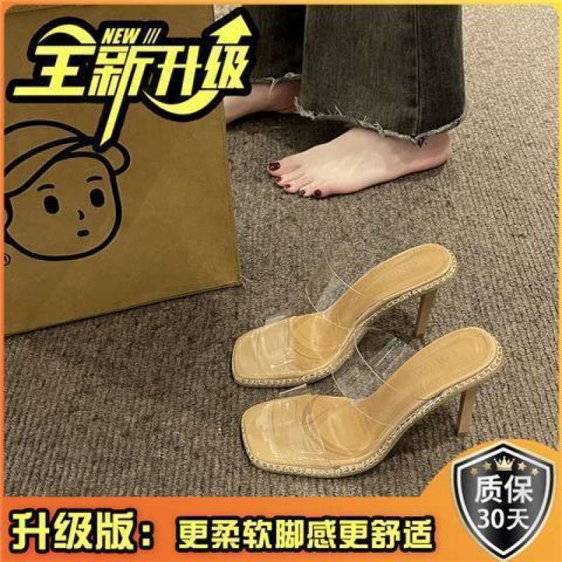 2025 Summer New Stiletto Women's Sandals Fashion Sandals Super Fire Transparent High-heeled Slippers Women's Wear