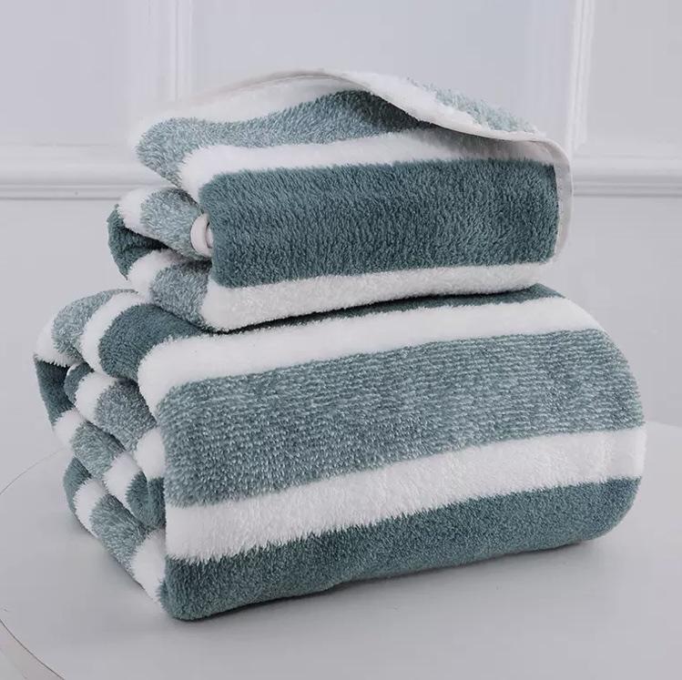 Coral Fleece Bath Towel Set for Men and Women