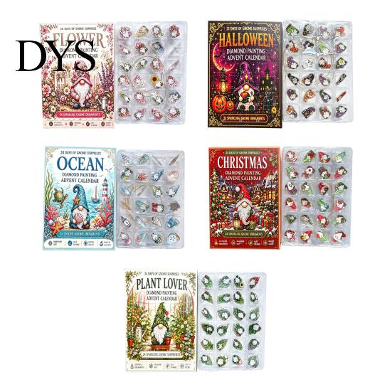 Creative Gift Box 24-Day Gnome Advent Calendar, Diamond Style Acrylic Ornament Set with Halloween Party Supplies Theme, Hanging Decor for Tree Window,