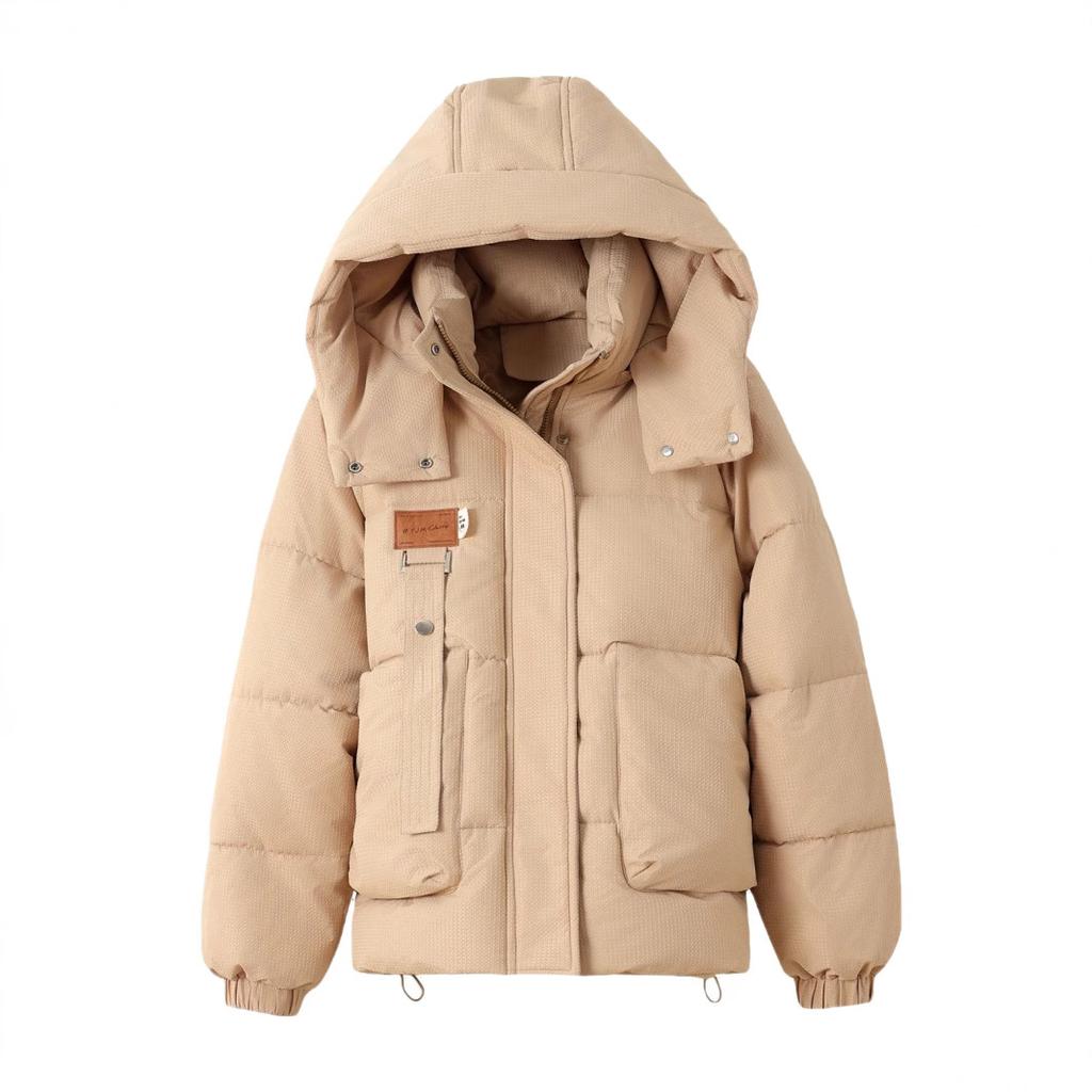 Women's Long Anti-season Thickening Tooling Cotton-padded Jacket Leisure Relaxed Student Hong Kong Wind Cotton-padded Jacket