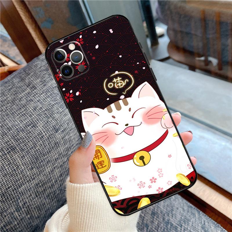 Maneki Neko Lucky Money Cat Case For iPhone 14 15 16 Pro Max 11 13 12 Mini X XR XS Plus Soft Cover Shell