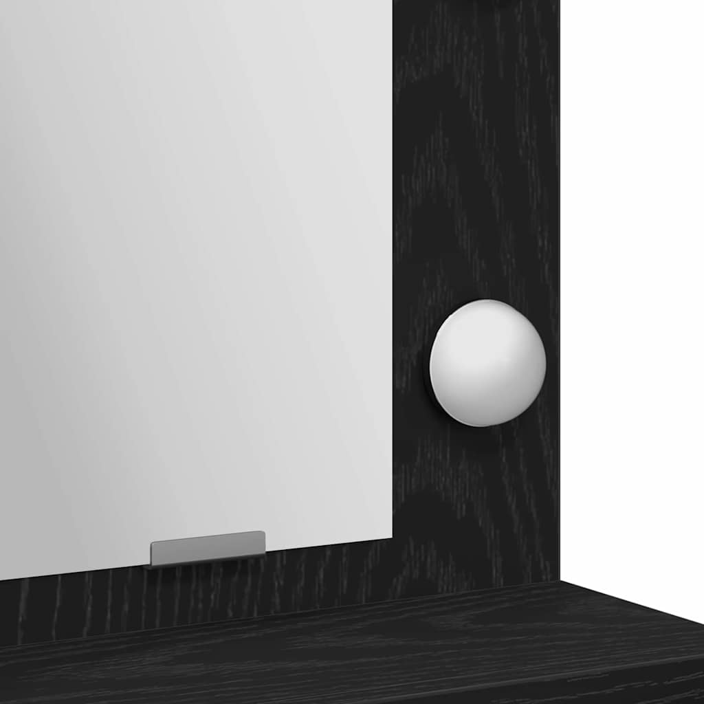 Makeup Table with Shelf Black Oak Effect 79 x 41 x 135 cm