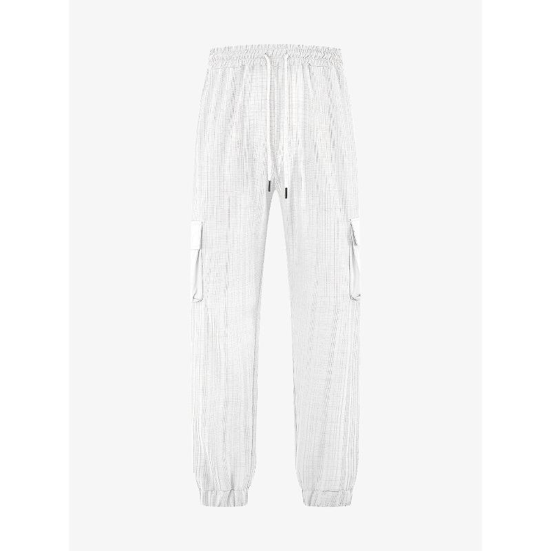 Men's Summer Thin Loose Breathable Micro-elastic Tether Imitation Hemp Square Men's Casual Pants Overalls