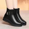 4cm Comfortable Fashion Flat Platform Shoes Winter Snow Boots 2025 Med Heels Soft Leather Short Fur Plush Ankle Botas Office Mom