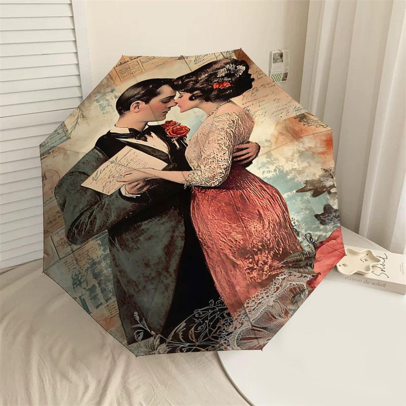 

1pc love romance Automatic Open/Close Umbrella Compact Folding Umbrella with 8-Rib Shaft for Women/Men, Elegant Birthday1170S