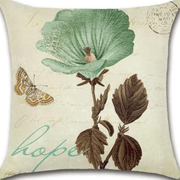 Retro Plant Floral Print Linen Pillow Case Home Living Room Sofa Car Cushion Pillow