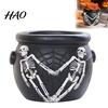 Decorative Flower Pot Witch Cauldron Planter, Gothic Skeleton Spider Web Pot, Relief Planter Halloween Plant for Succulents Cacti Small Plants Indoor