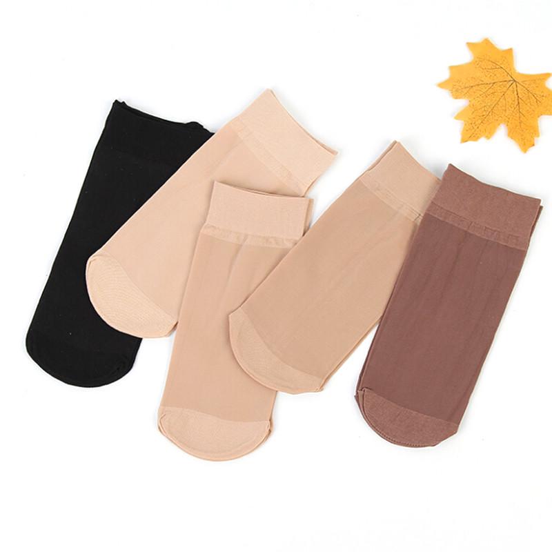 5Pairs Women Nylon Elastic Short Ankle Sheer Stocking Silk Short Socks Purecolor