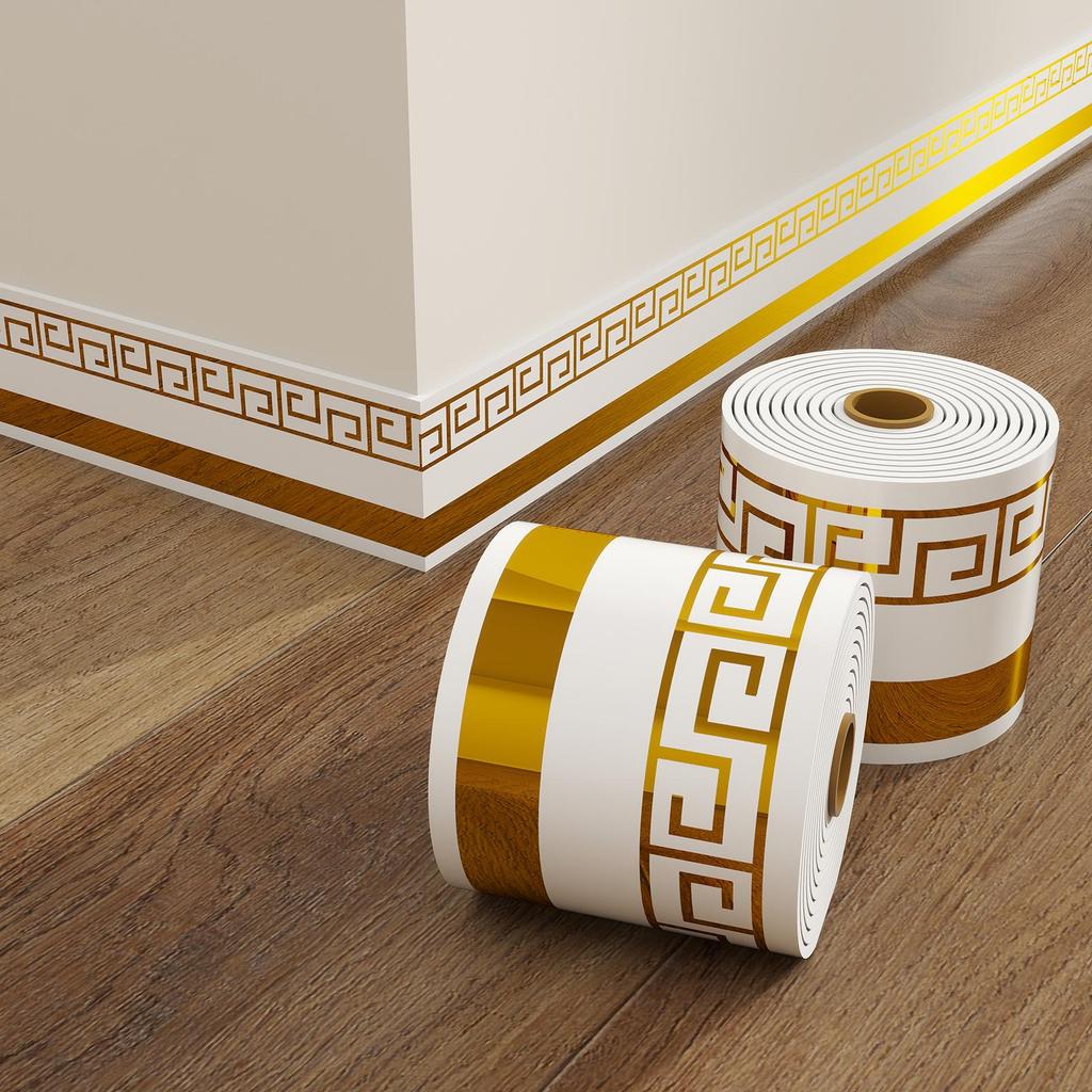Thick Self-Adhesive PVC Baseboard - Waterproof Wall Skirting Decor, Imitation Tile Kickboard Strip, Easy Peel & Stick