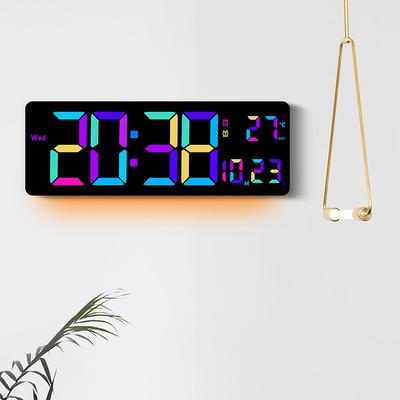 16-inch RGB Color-changing Wall Clock Multifunctional Living Room Wall Clock Large Screen Digital Electronic Clock