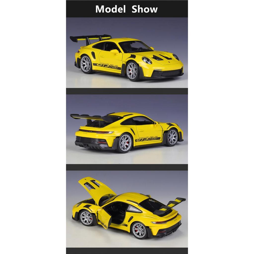 Welly 1/24 Porsche 911 GT3 RS 992 Alloy Sports Car Model Diecast Metal Track Racing Vehicle Car Model Simulation Collection Gift