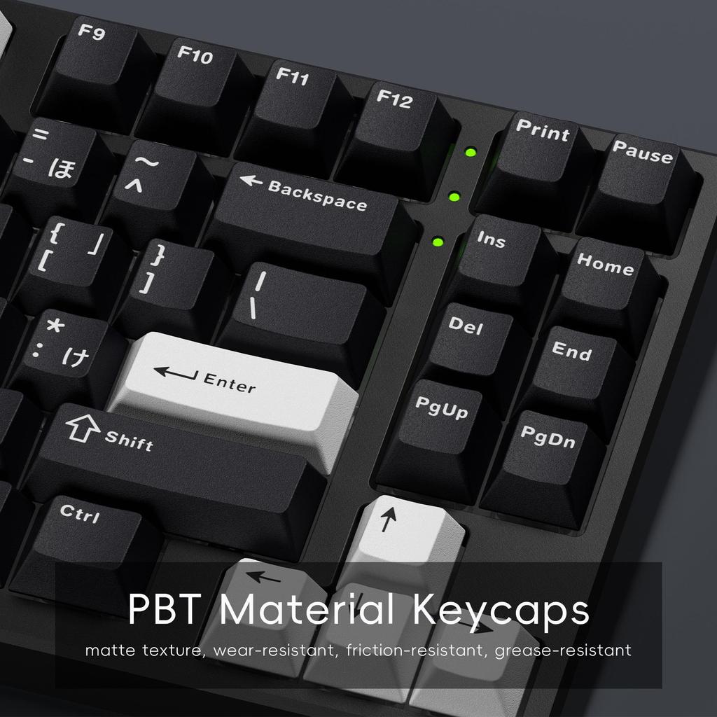 XVX "Minimalist Black" Keyboard Keycaps: Japanese, Korean, and Russian Engraved Opaque Black/White PBT.
