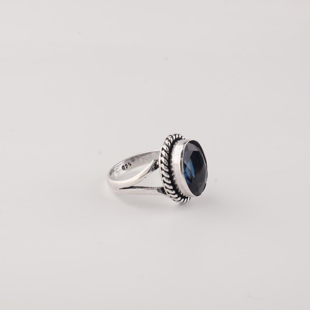 London Blue Topaz Gemstone 925 Sterling Silver Statement Jewelry Pretty Ring Engagement Gift RR-84-16