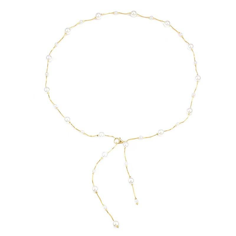 Delicate Temperament Pearl Waist Chain Women'S Fashion Versatile Decorative Dress Chain High Sense Versatile Pearl Thin Waist Chain