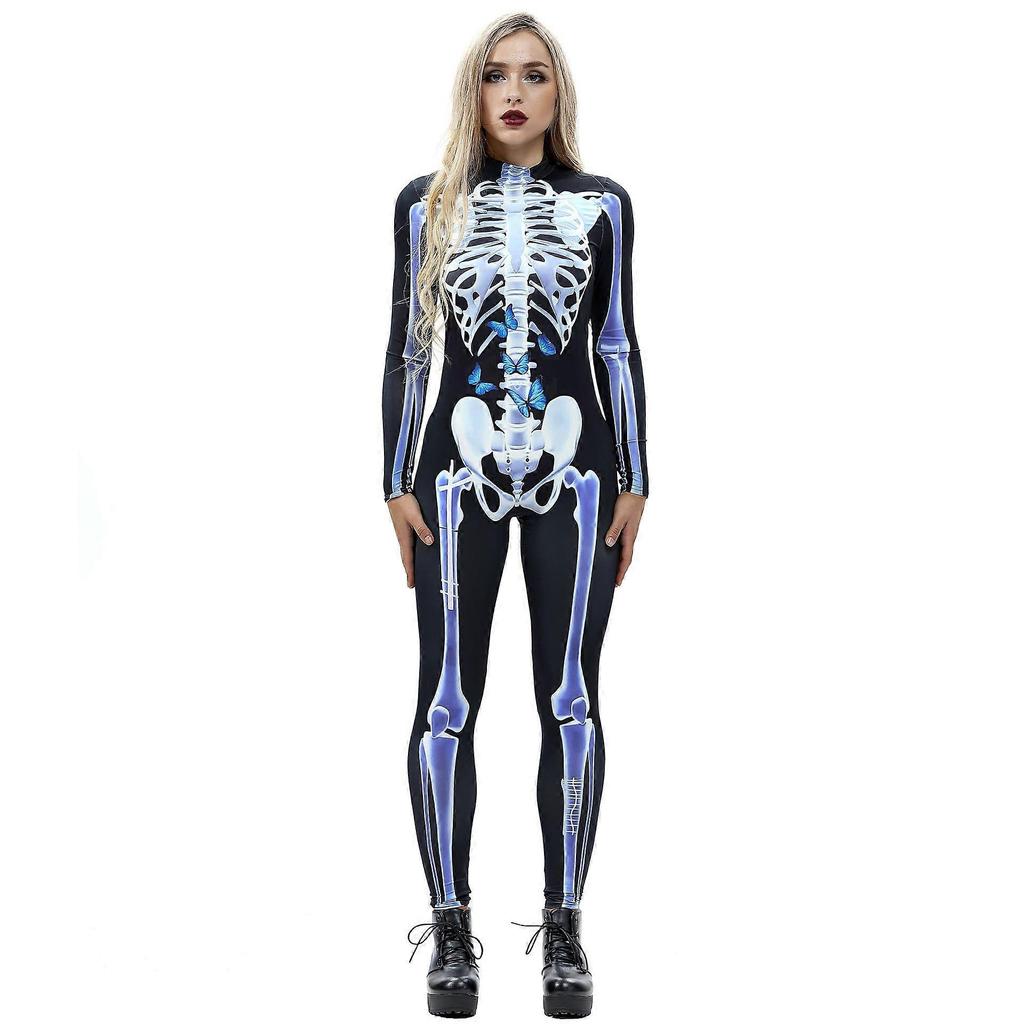 Halloween-Skelett-Jumpsuit mit Digitaldruck, Streetstyle-Cosplay-Outfit, Unisex
