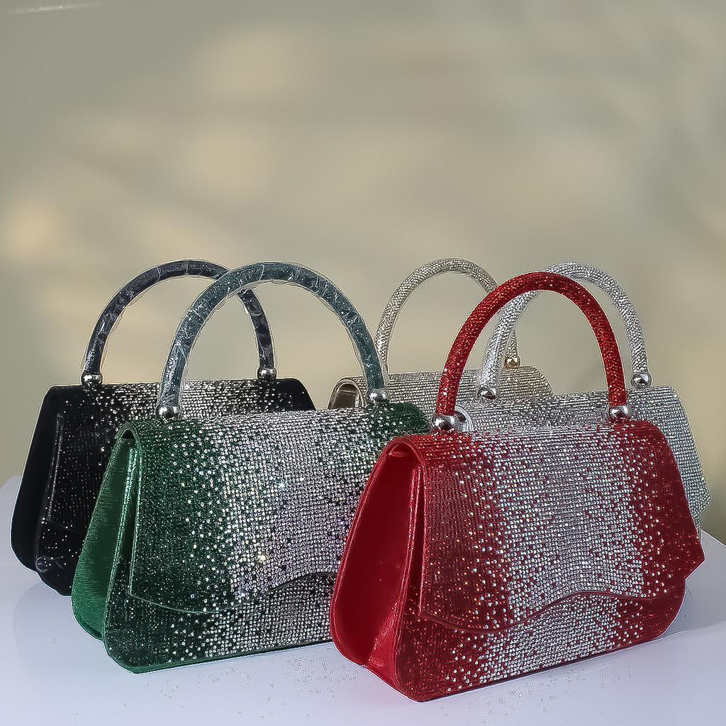 Evening Bag Rhinestone Bag Party Prom Silver Bag Fashion Shiny Handbag Black Women's Purse All-matching Chain Bags