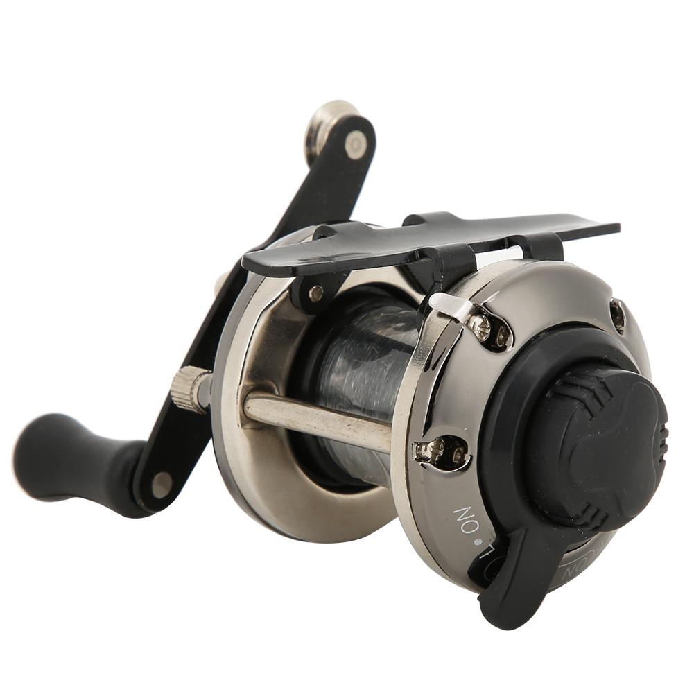 Portable Ice Winter Fishing Reel Small Plate Wheel Lateral Reel with Line Tackleblack