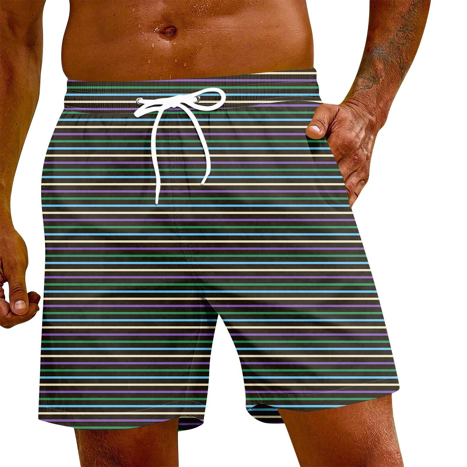 

Men s Fashion Printed Elastic Waist Casual Yoga Pants Beach Shorts S чорний