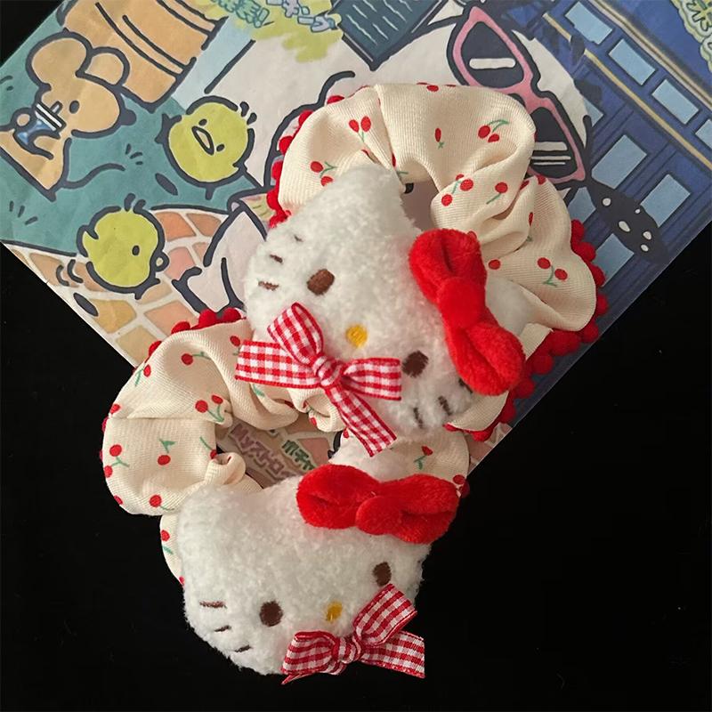 

Cute Kt Cat Hair Band Cartoon Plush Hair Ring For Women Girls Sweet Versatile Elastic Hair Rope Kawaii Hair Accessories Gifts