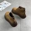 Stivaletti alla Caviglia in Suede con Plateau Scarpe Invernali da Neve Calde in Cotone con Zeppa Stivali alla Moda Trend Goth Chelsea Botas Mujer