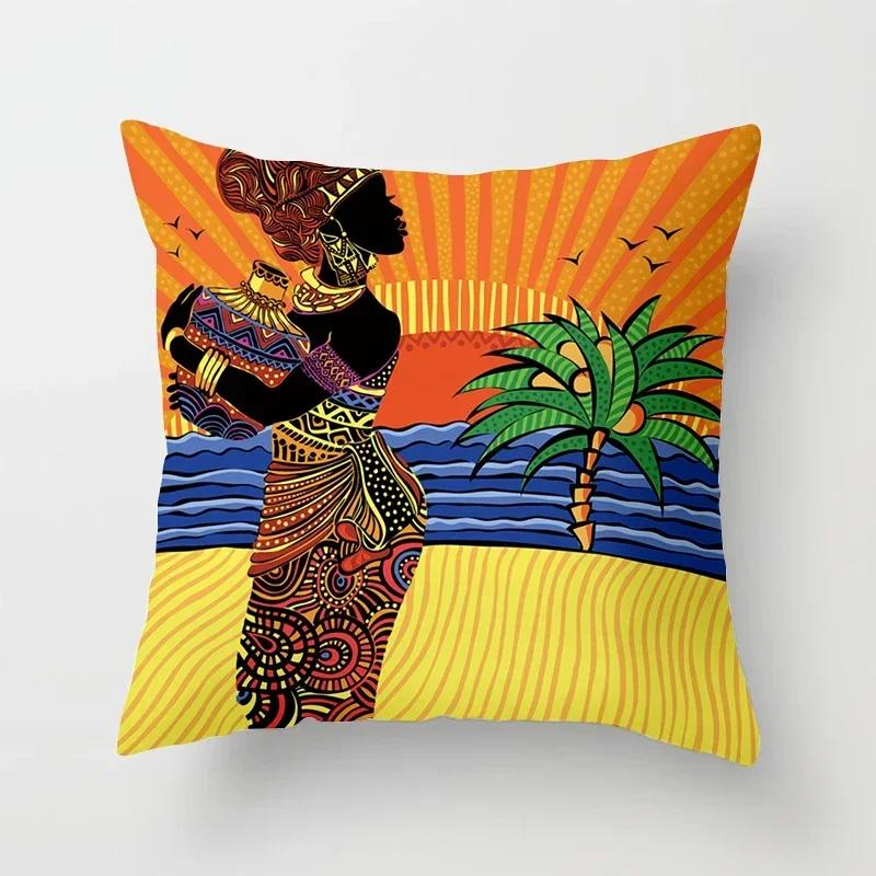 40/45/50/60cm Africa Life Collection Afrikanische Frau Kissenbezug Sofa Auto Dekorative Kissenhülle für Heimdekor Kissenbezug