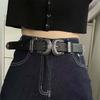 Cool Carved Buckle Belt Wide PU Vintage Waistband Fashion Double Buckle Waist Belt  Festival