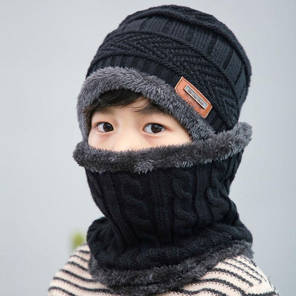 Kids Winter Beanie Hat Scarf Set Fleece Lined Hat Woolen Scarf Warm Knit Thick Hat For Boys And Girls Hat Scarf Set