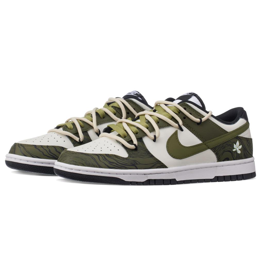 Nike Dunk Slip Resistant Cushioning Abrasion Resistant Low top Skateboard Shoes Unisex White Green DD1391-100(Team144-)