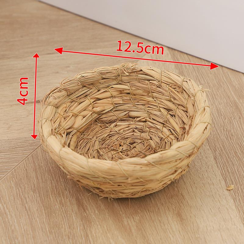 Grass woven bowl mouth bird nest tiger skin parrot rutin chicken sparrow hand woven warm grass nest open birdcage small pet bed