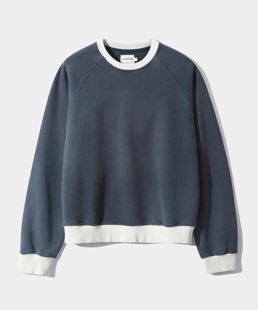 Dimiteulibeullaeg Asi Pigment Color Block Fade Ringer Sweatshirt_Navy