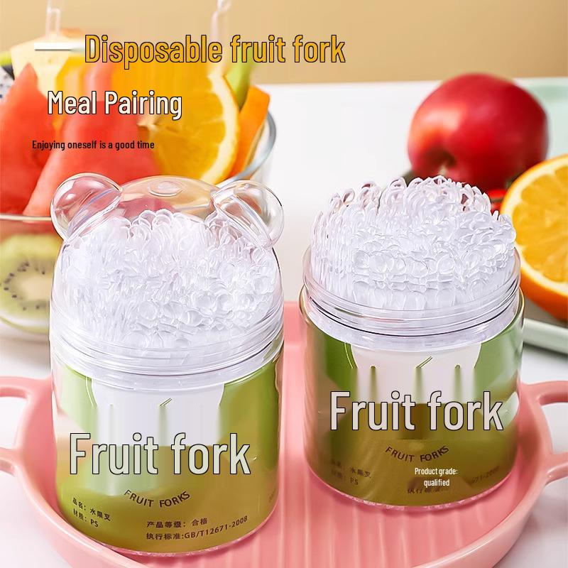 Transparent Disposable Fruit and Dessert Forks - Portable, Food-Grade Skewers for Household Use